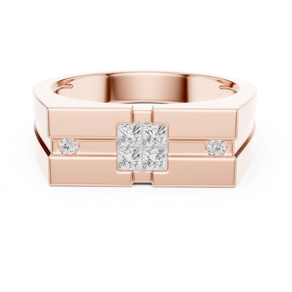 Geometric Princess Diamond Men's Signet Ring