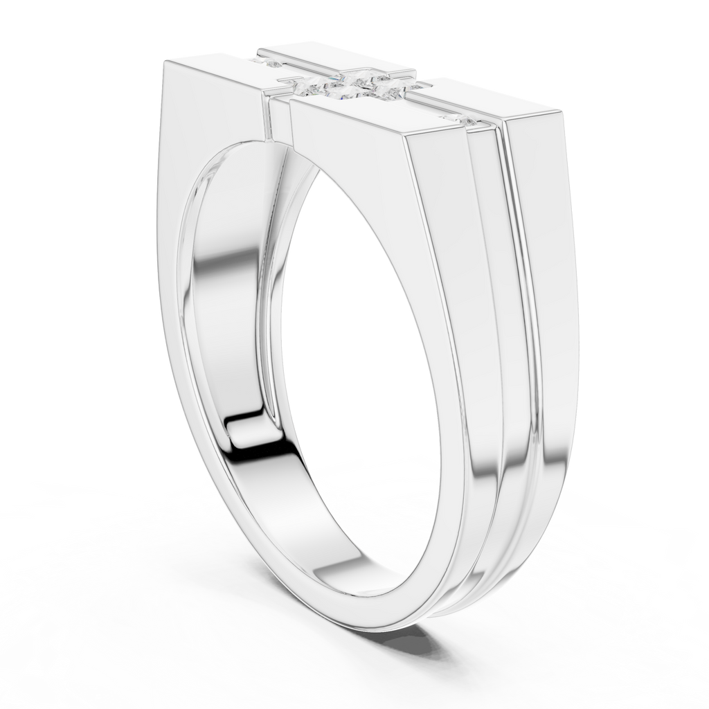 Geometric Princess Diamond Men's Signet Ring