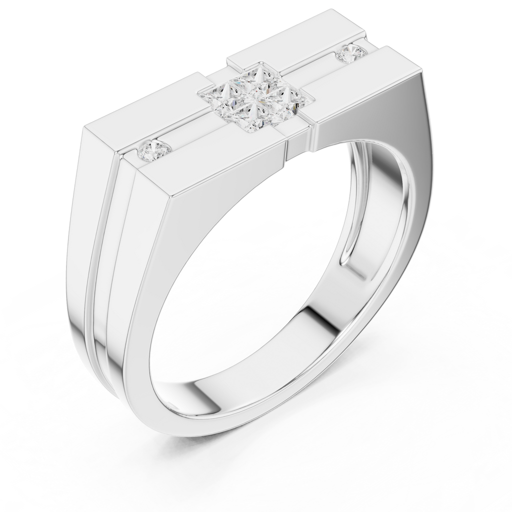 Geometric Princess Diamond Men's Signet Ring