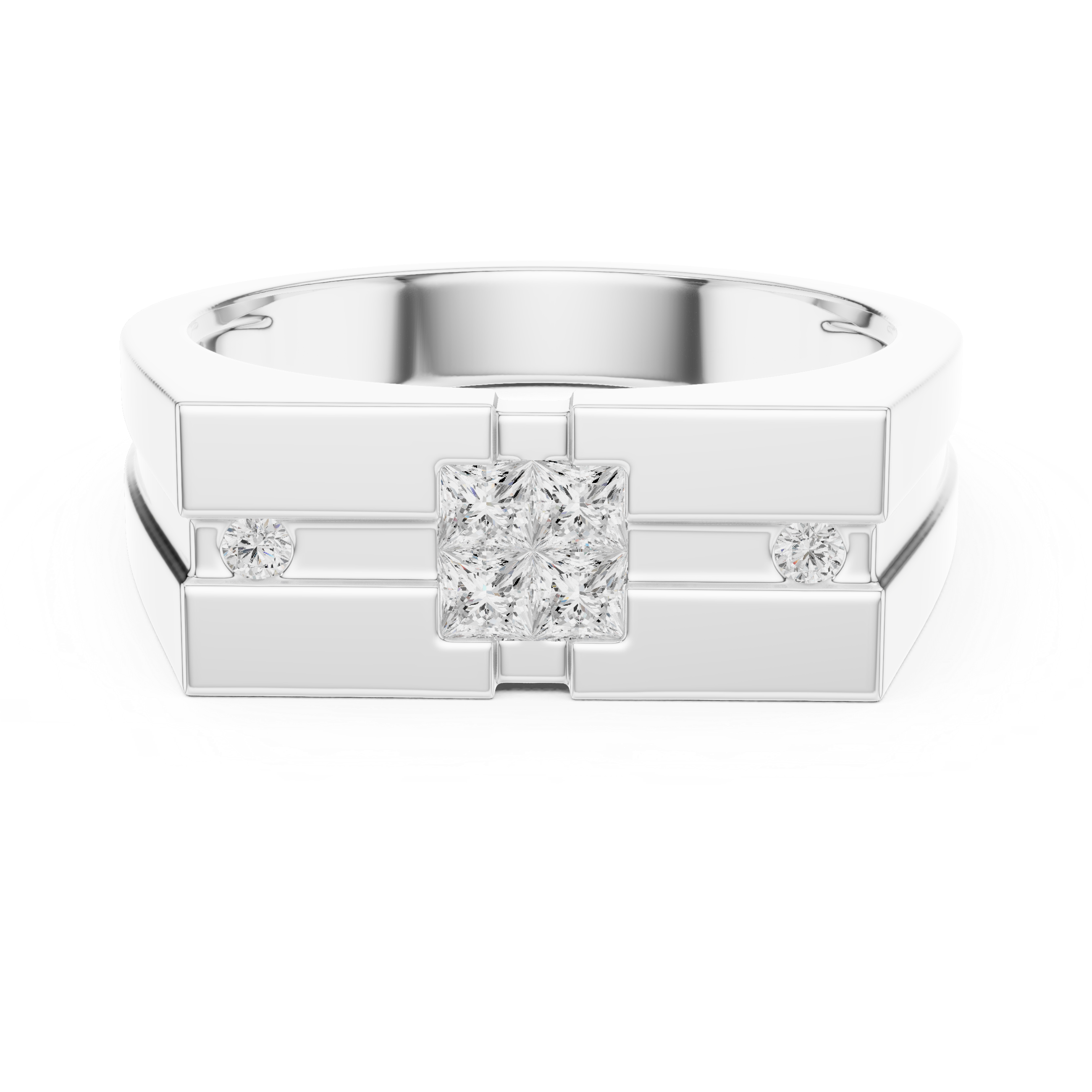 Geometric Princess Diamond Men's Signet Ring