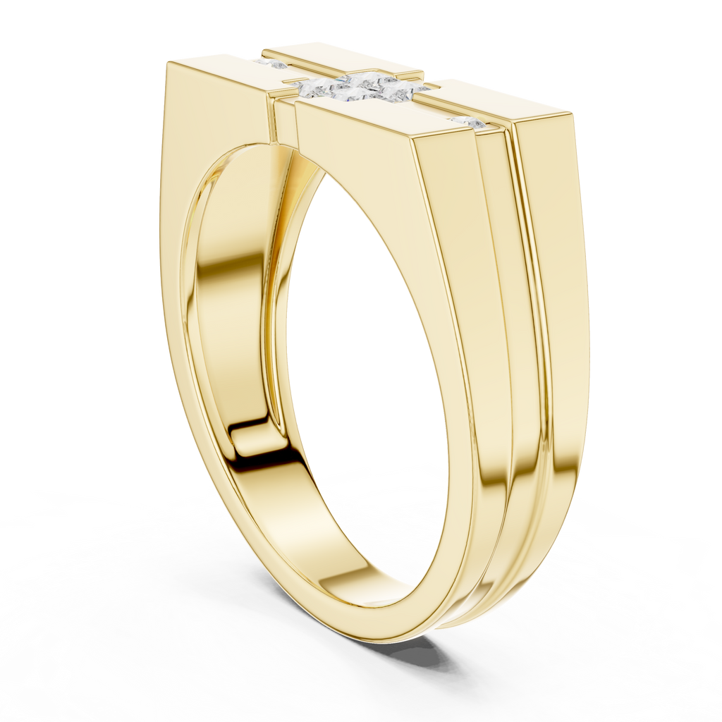 Geometric Princess Diamond Men's Signet Ring
