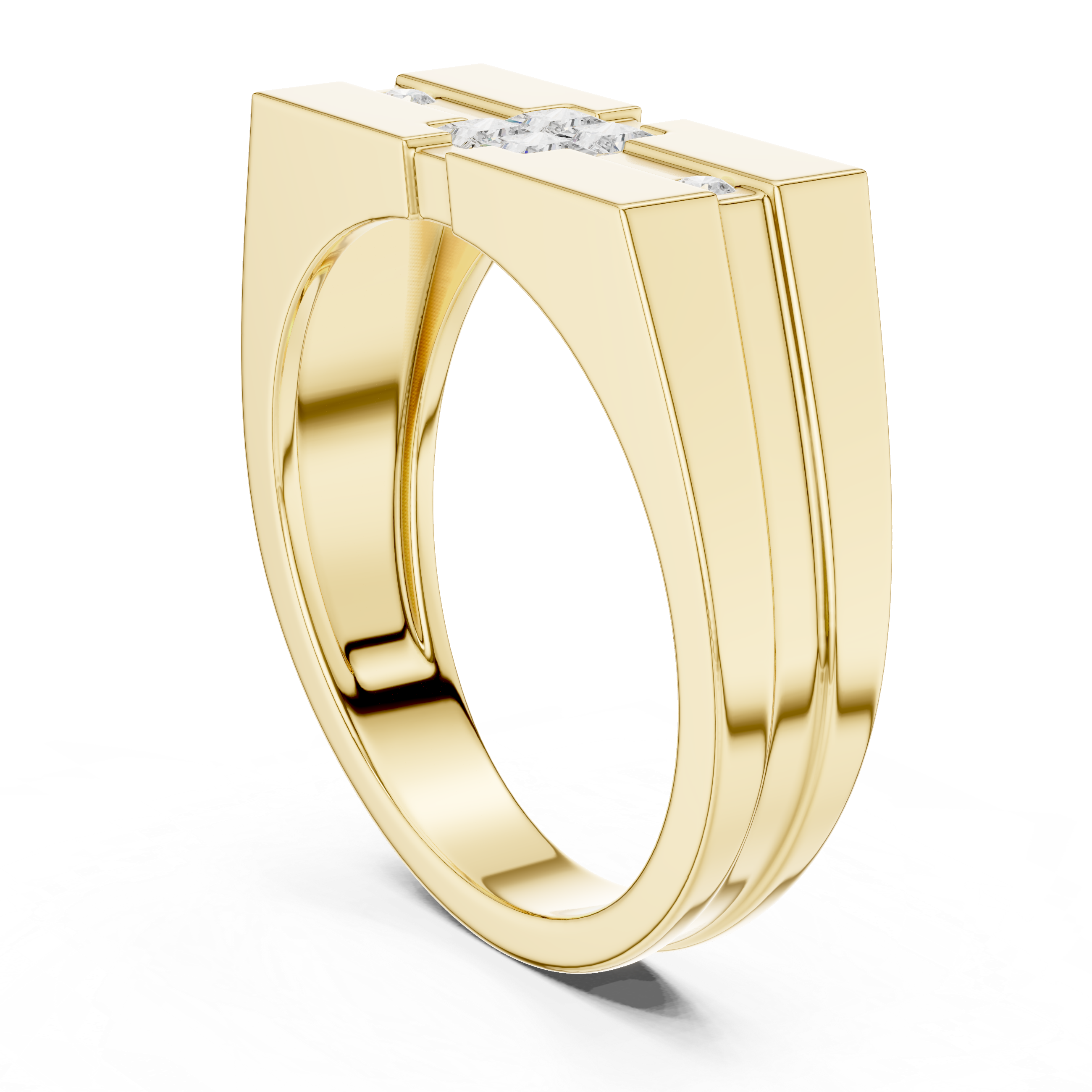 Geometric Princess Diamond Men's Signet Ring
