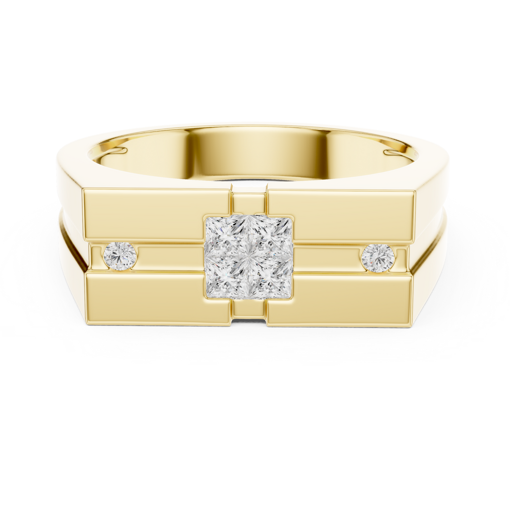 Geometric Princess Diamond Men's Signet Ring