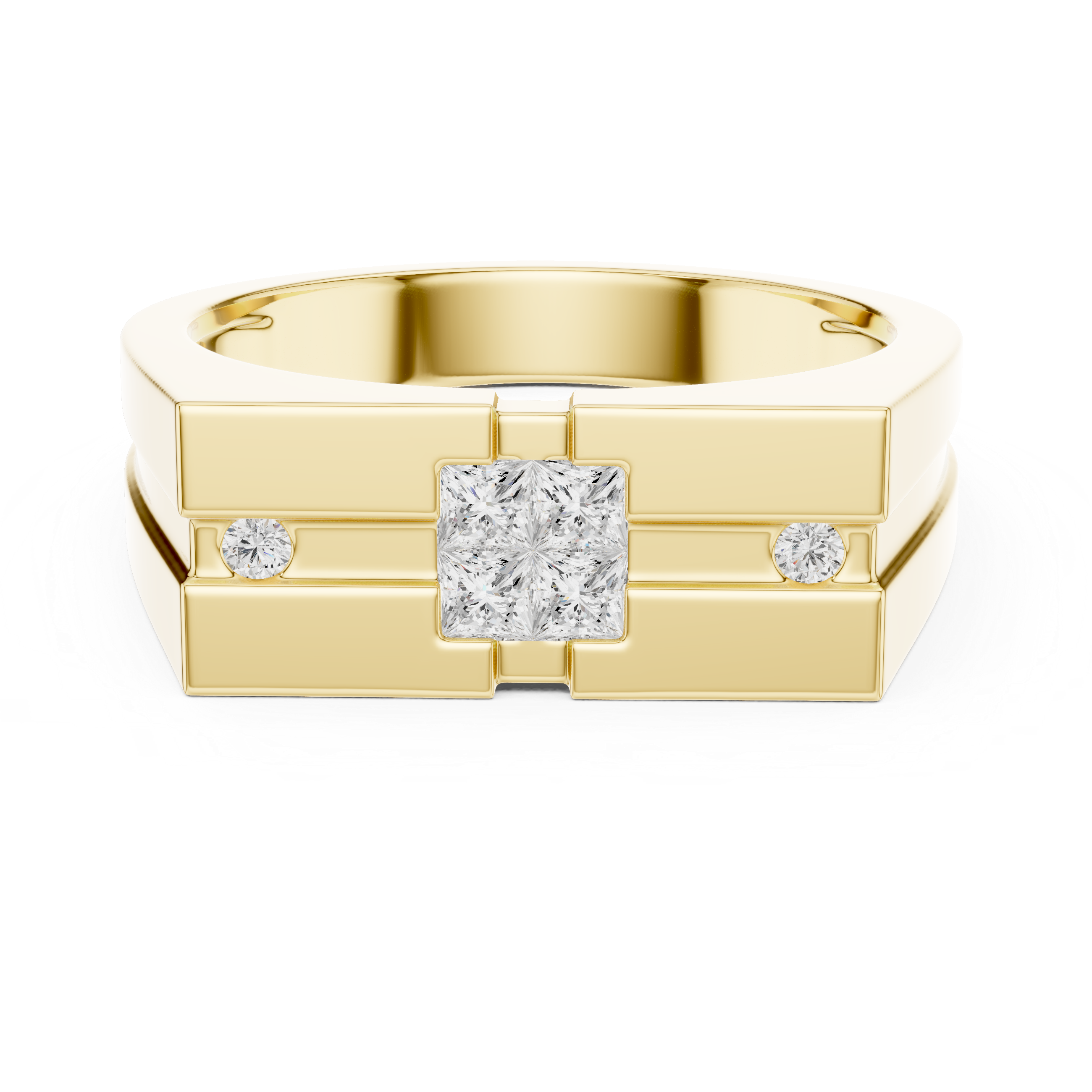 Geometric Princess Diamond Men's Signet Ring