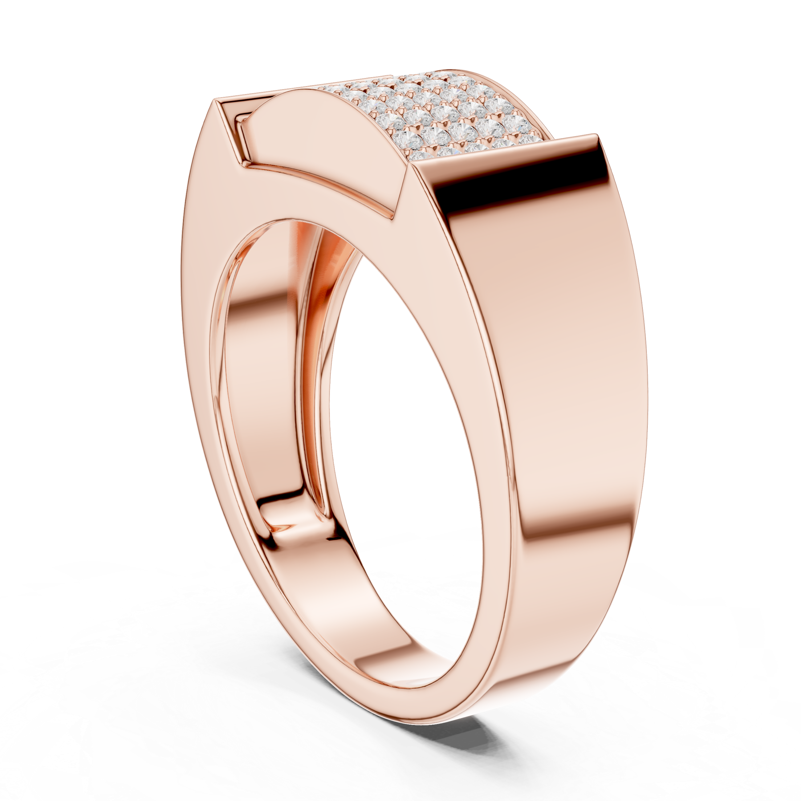 Multi-Row Pavé Diamond Men's Signet Ring