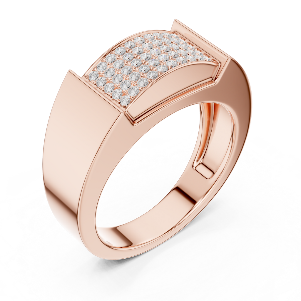 Multi-Row Pavé Diamond Men's Signet Ring