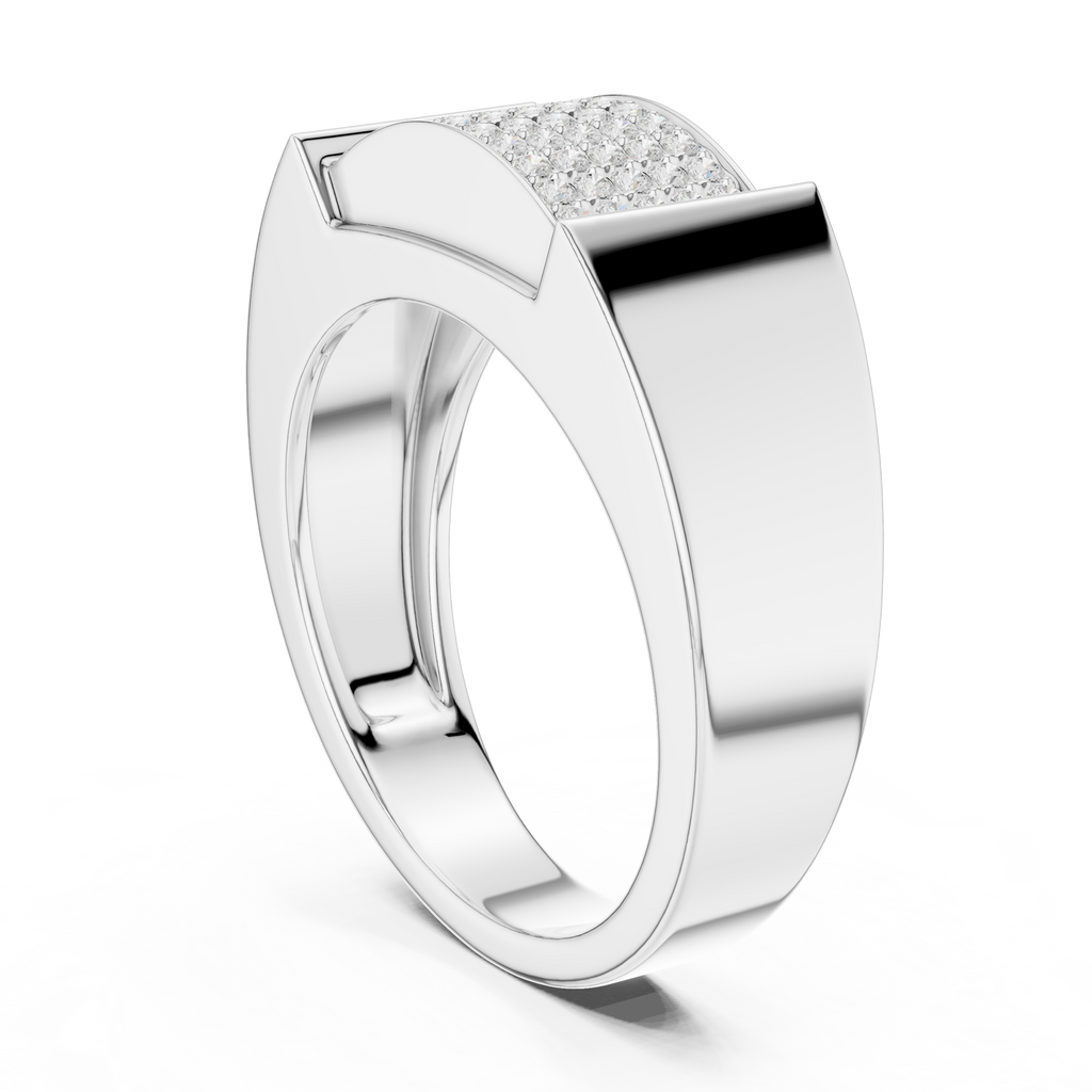 Multi-Row Pavé Diamond Men's Signet Ring