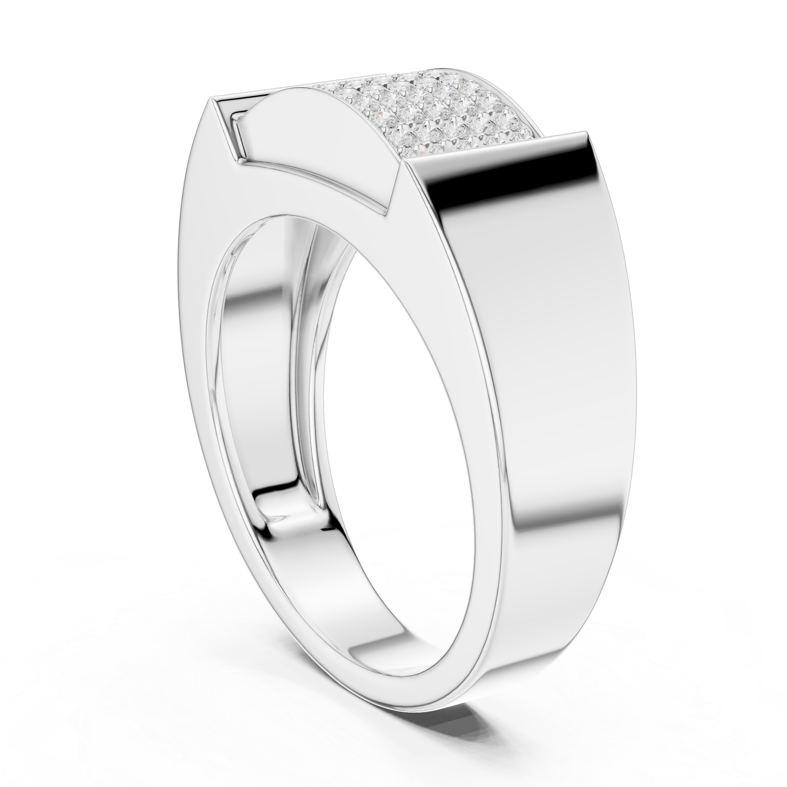 Multi-Row Pavé Diamond Men's Signet Ring