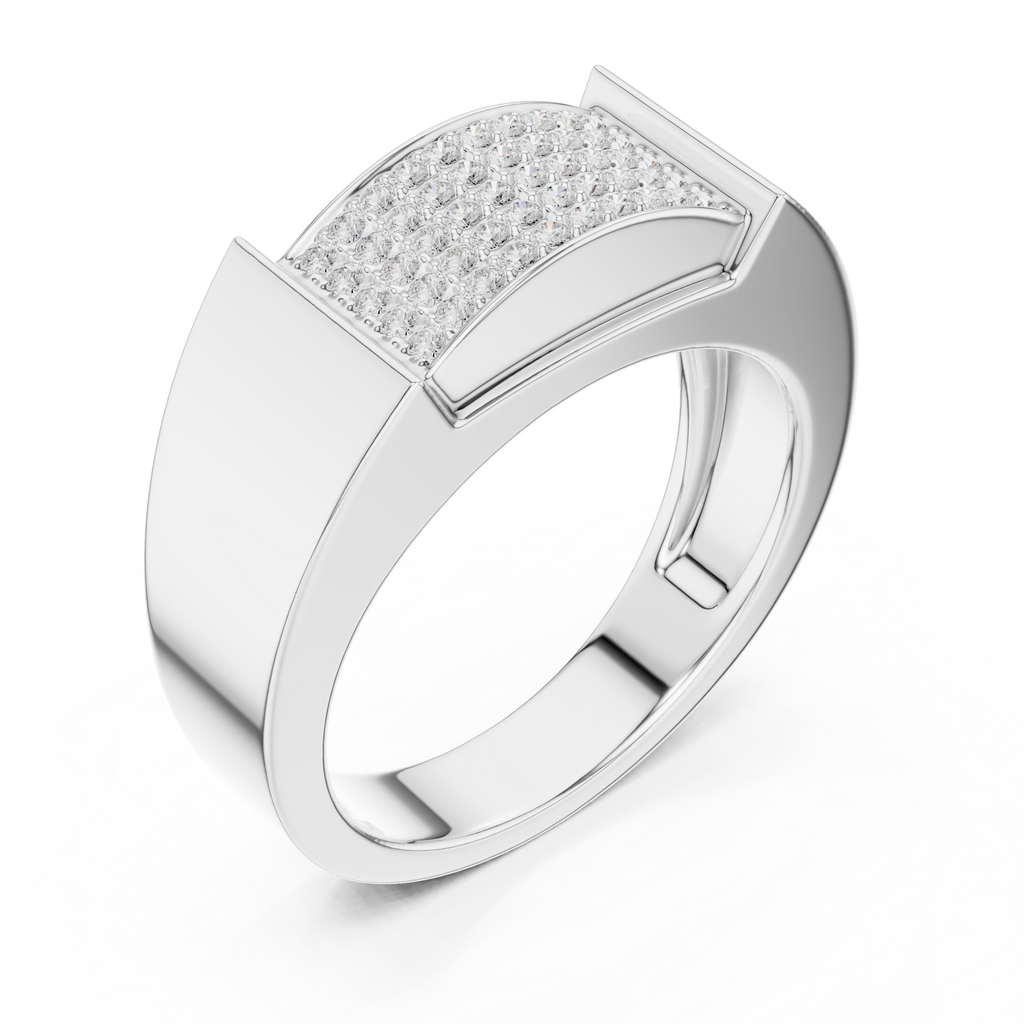 Multi-Row Pavé Diamond Men's Signet Ring