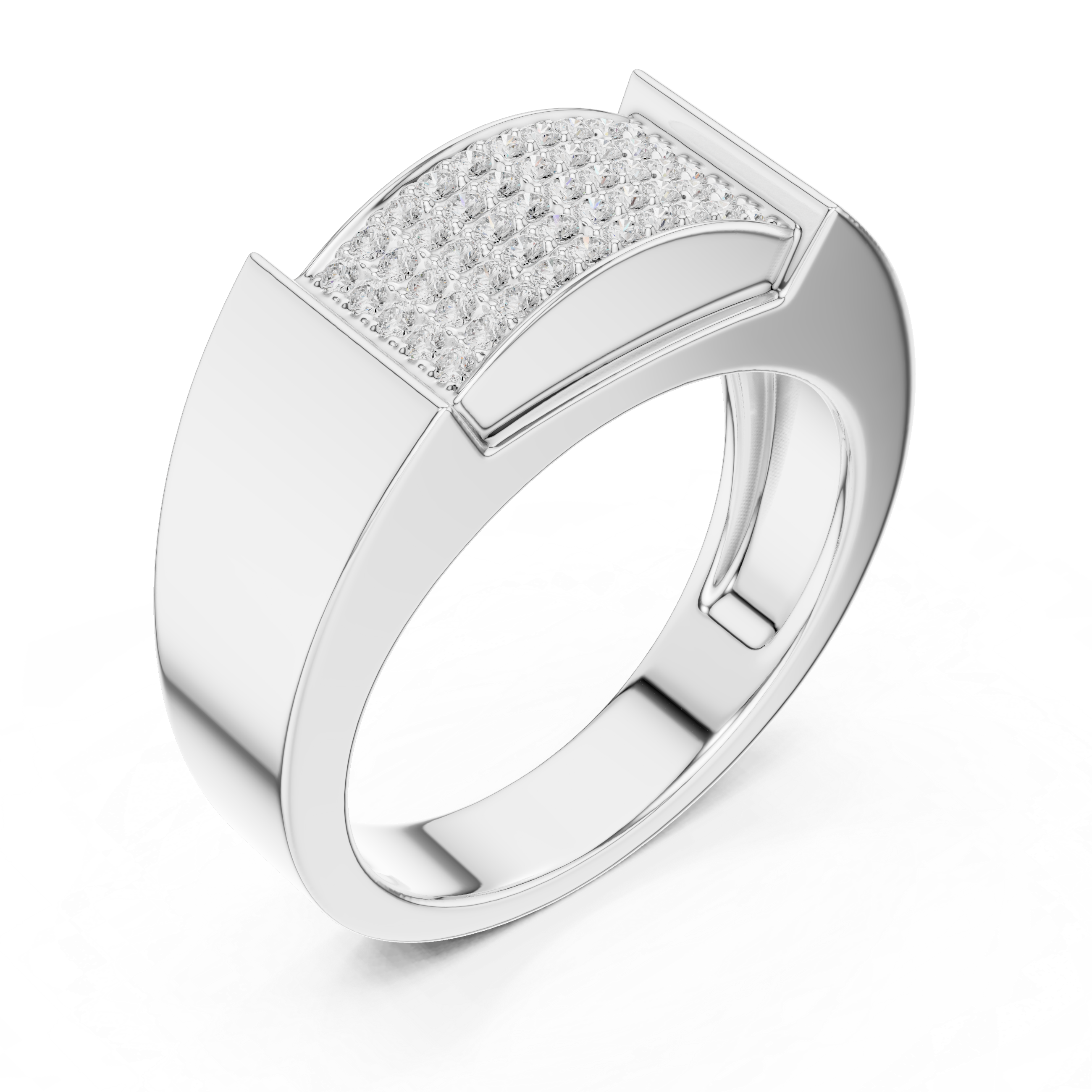 Multi-Row Pavé Diamond Men's Signet Ring