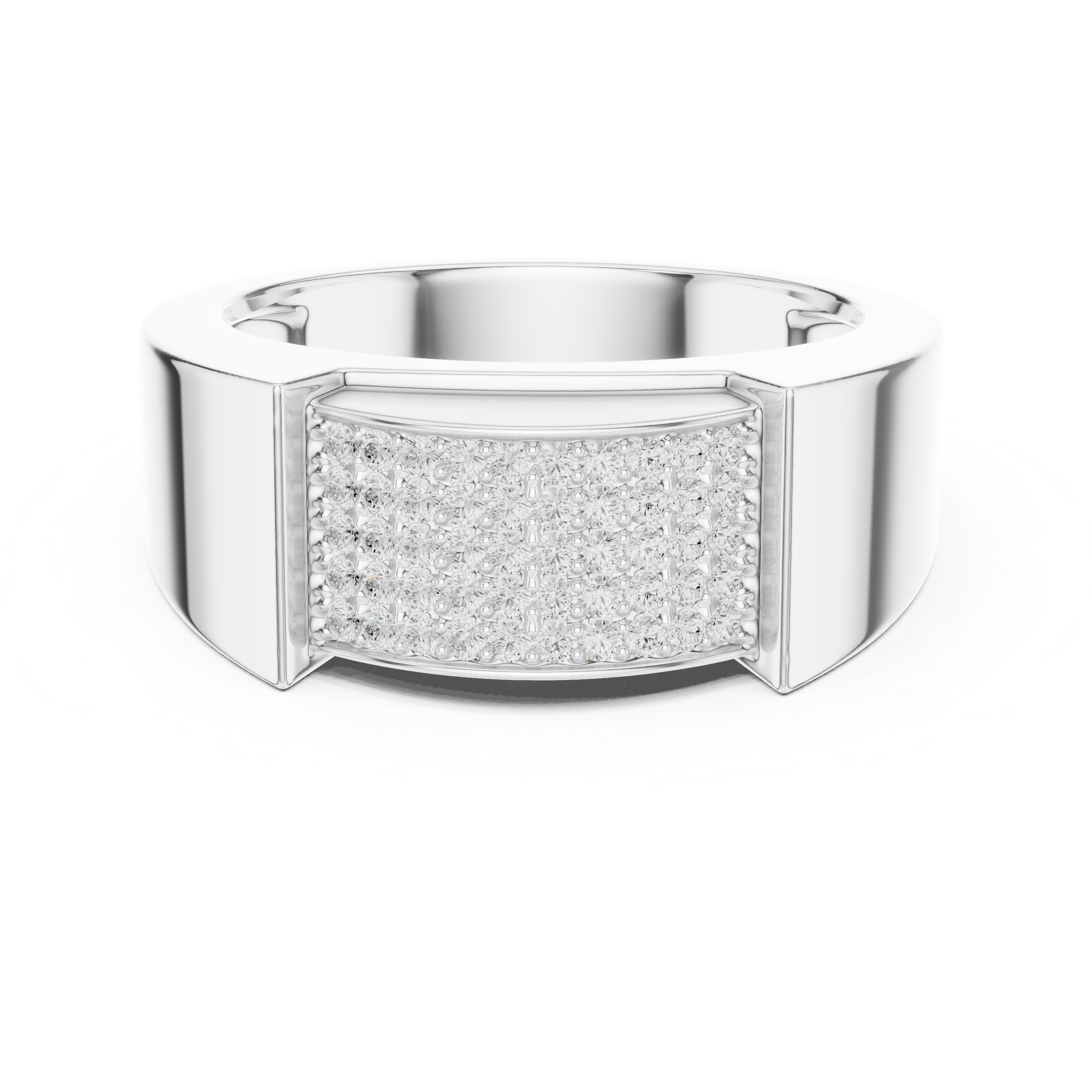 Multi-Row Pavé Diamond Men's Signet Ring
