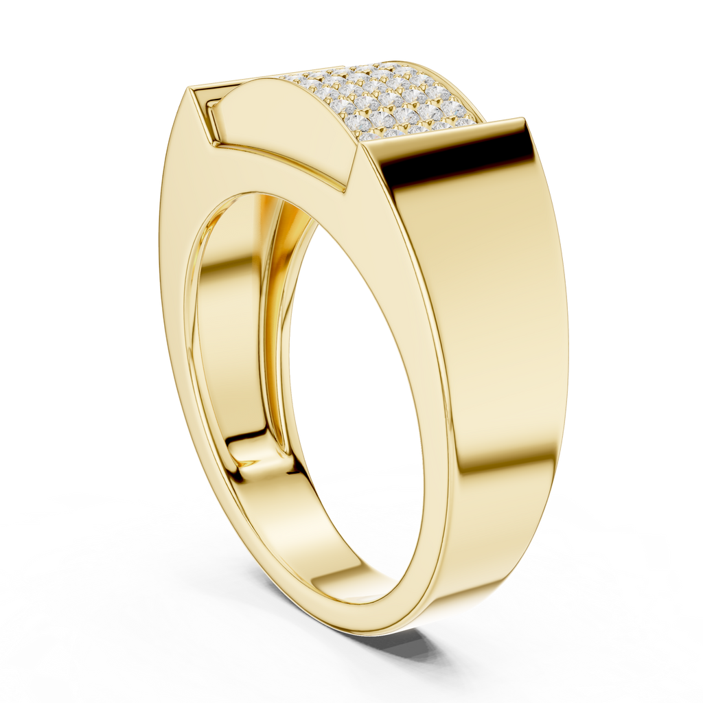 Multi-Row Pavé Diamond Men's Signet Ring