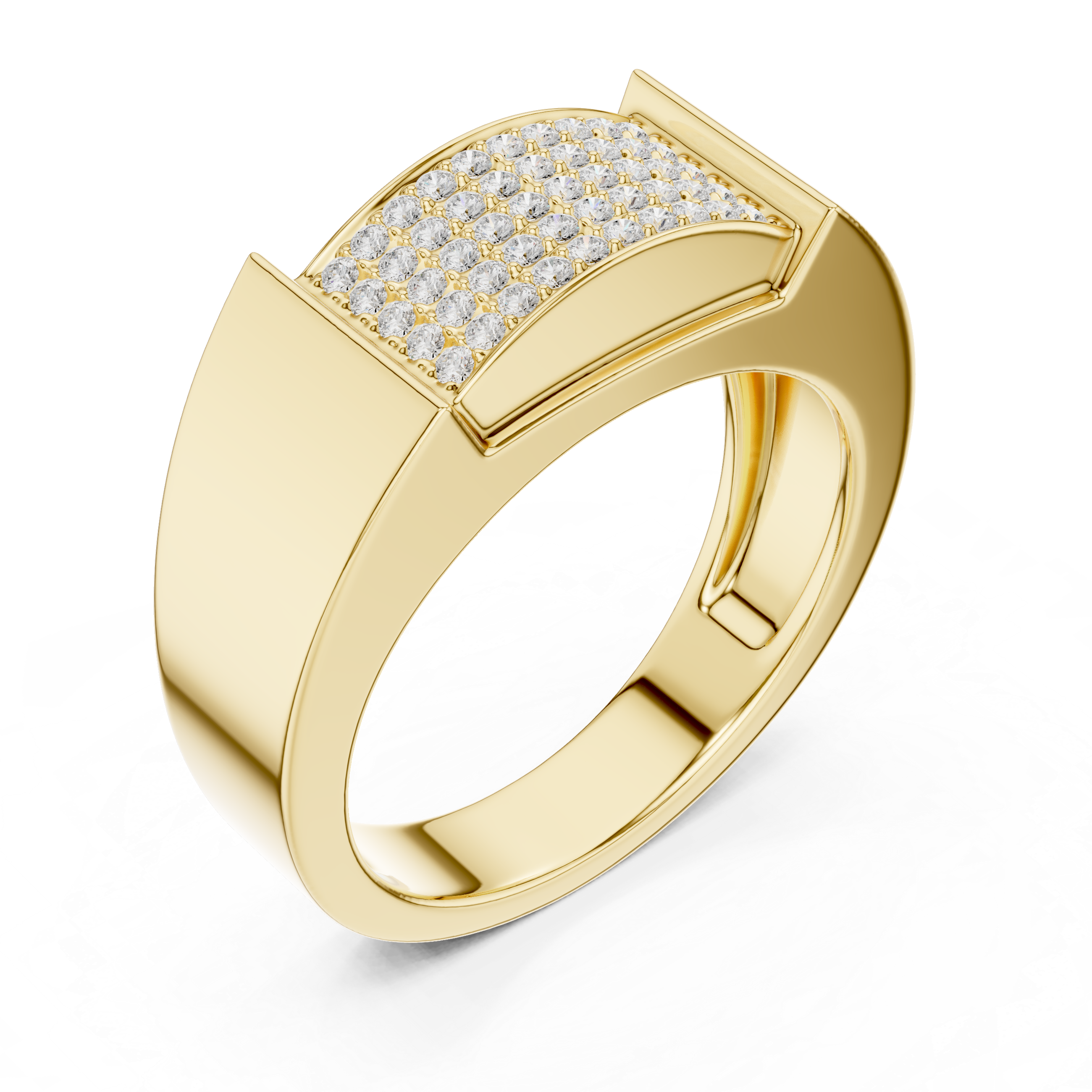 Multi-Row Pavé Diamond Men's Signet Ring