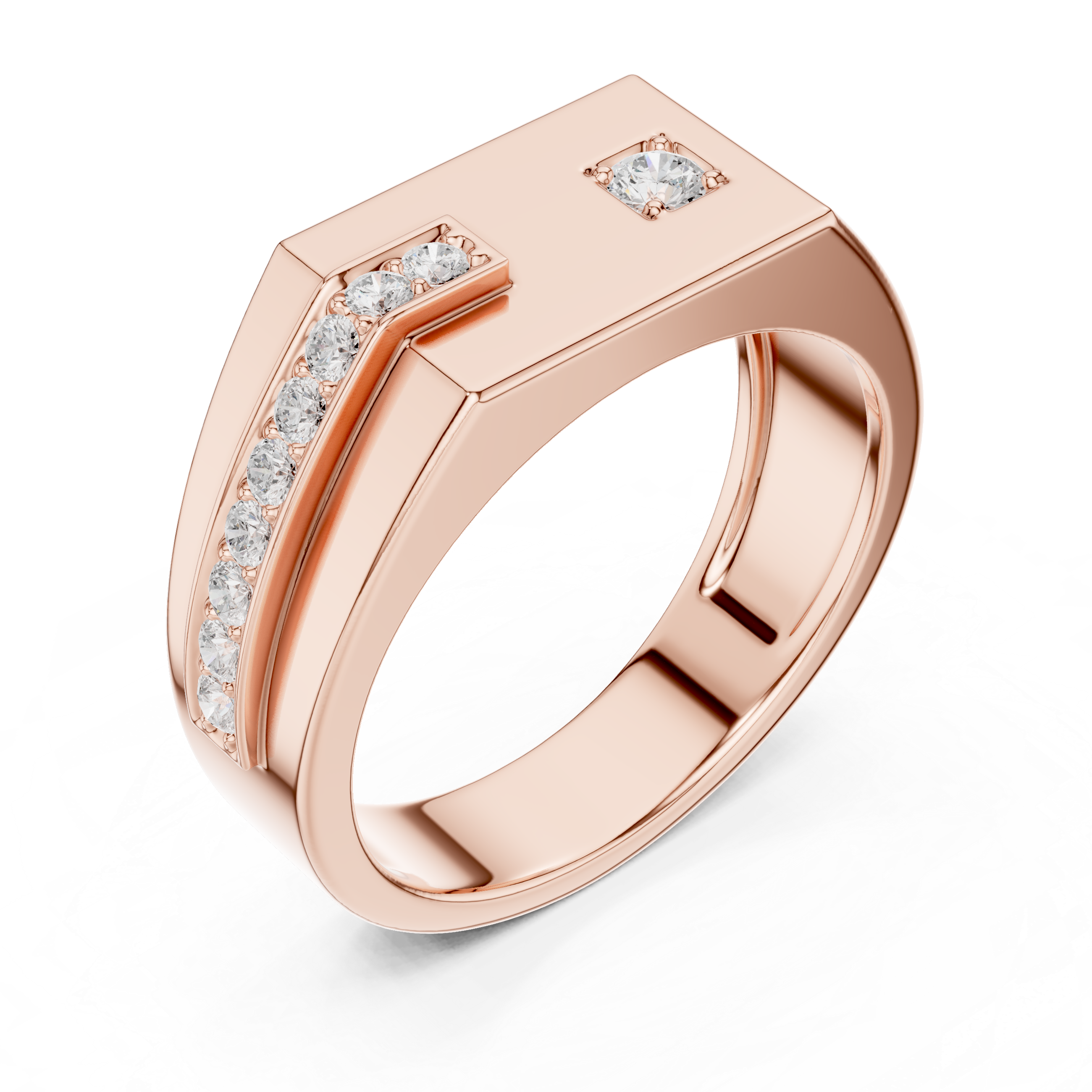 0.19 CT Diamond Signet Ring for Men