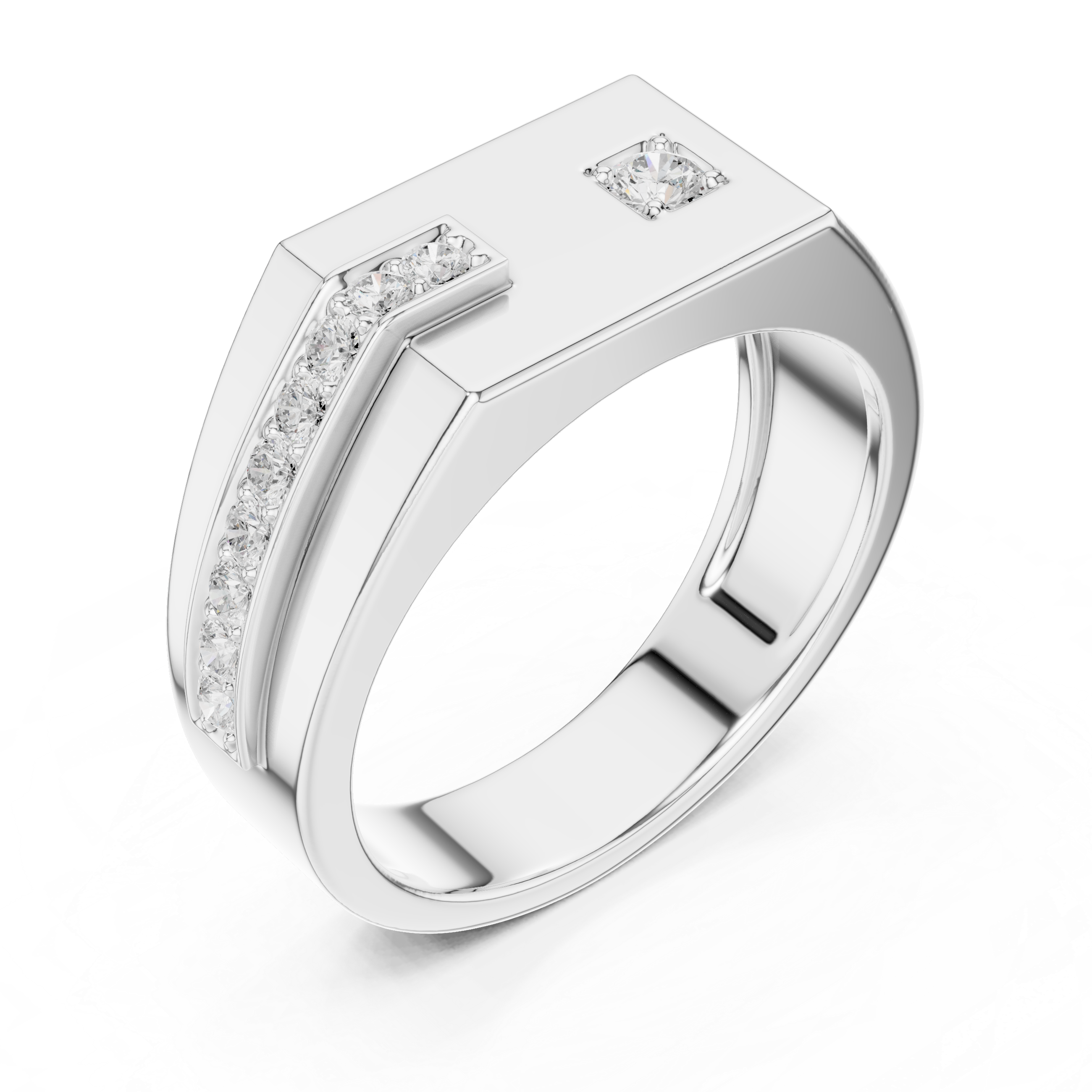 0.19 CT Diamond Signet Ring for Men