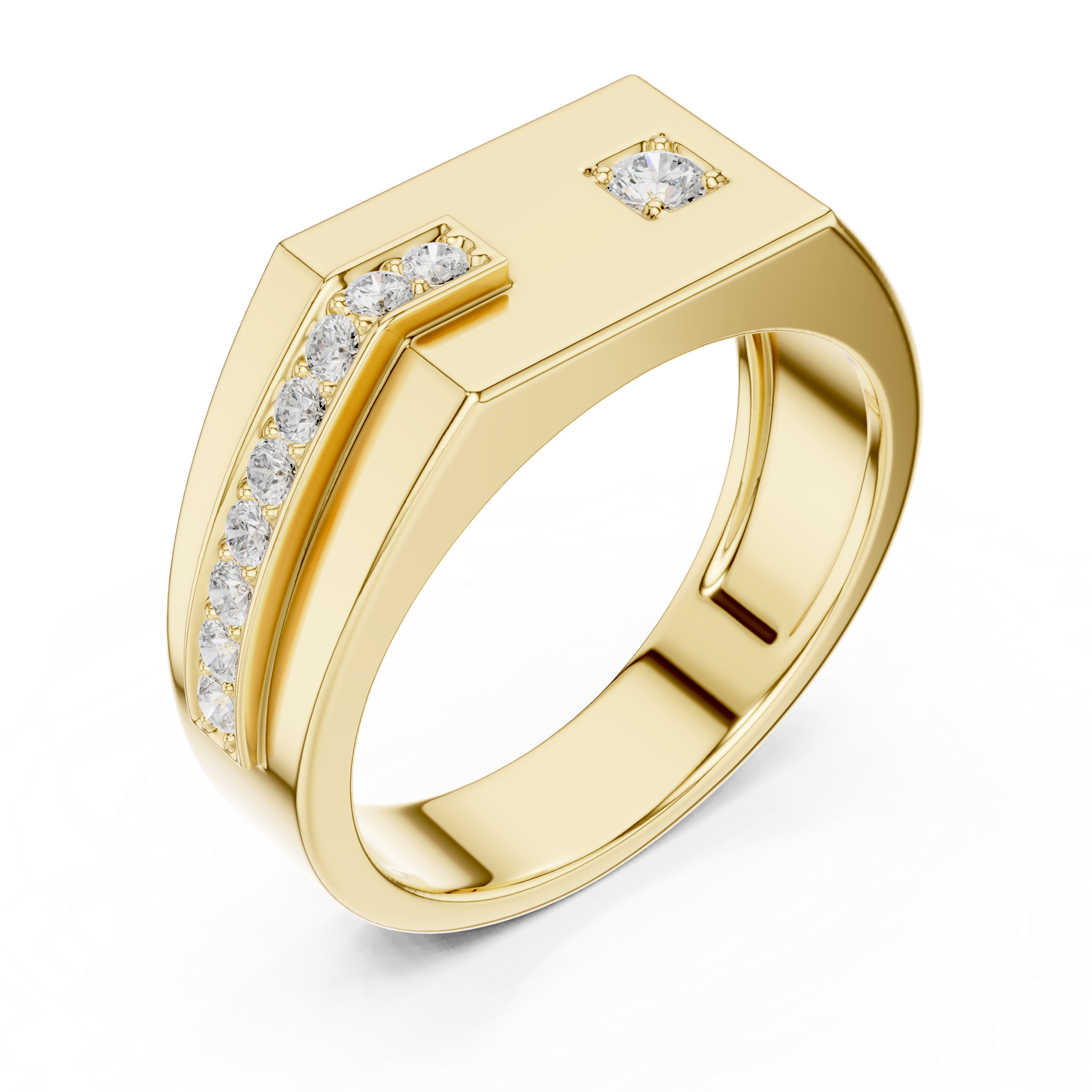 0.19 CT Diamond Signet Ring for Men