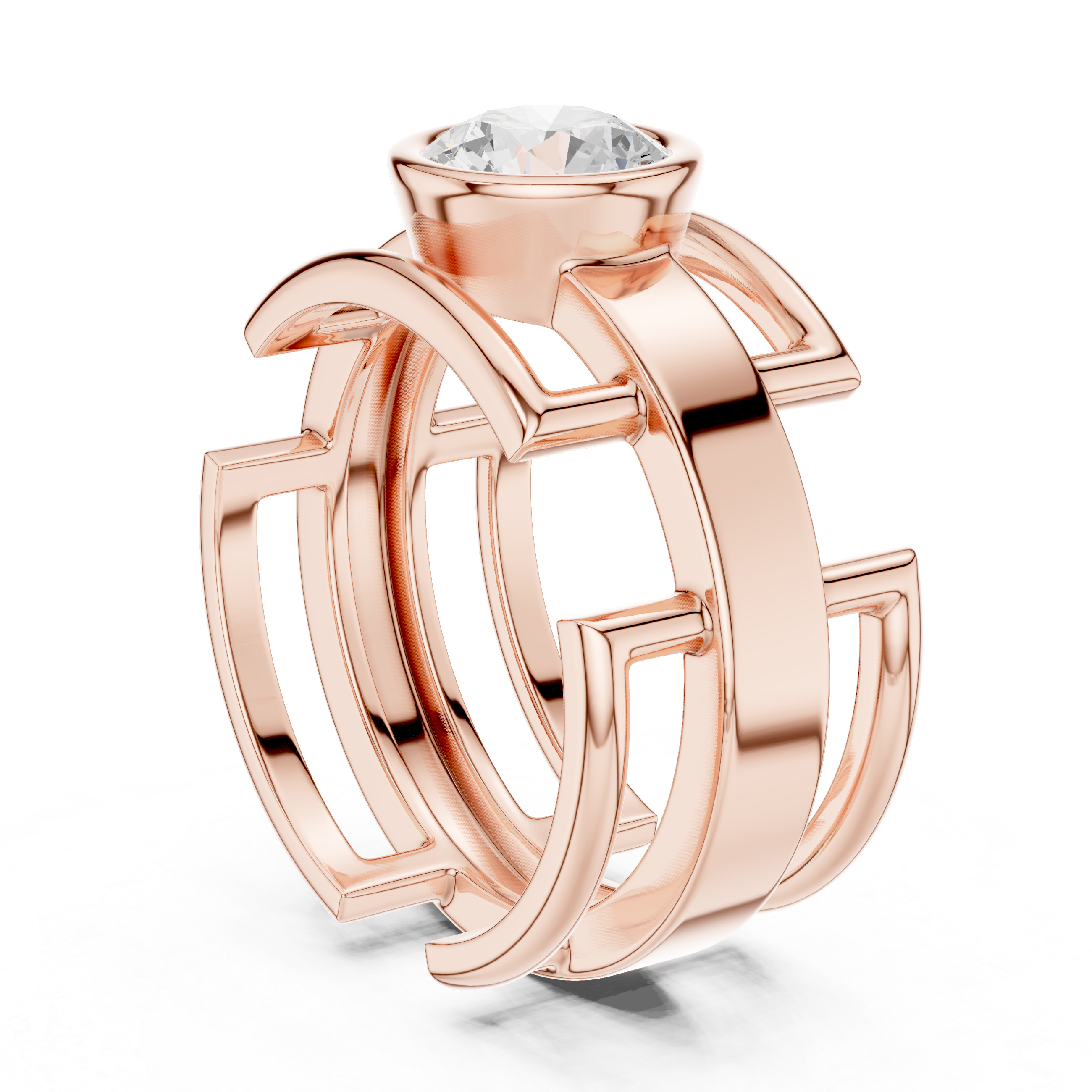 1.00 CT Bezel Set Diamond Men's Architectural Ring