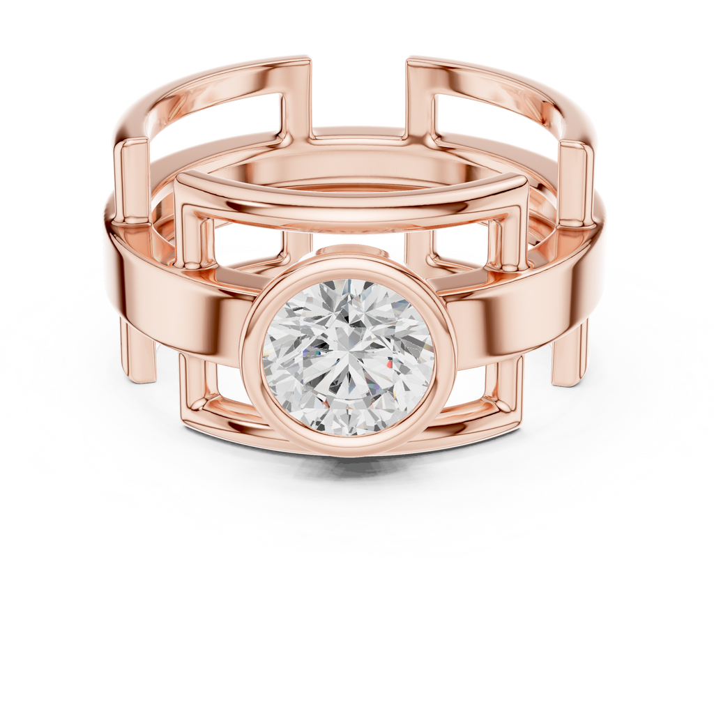 1.00 CT Bezel Set Diamond Men's Architectural Ring