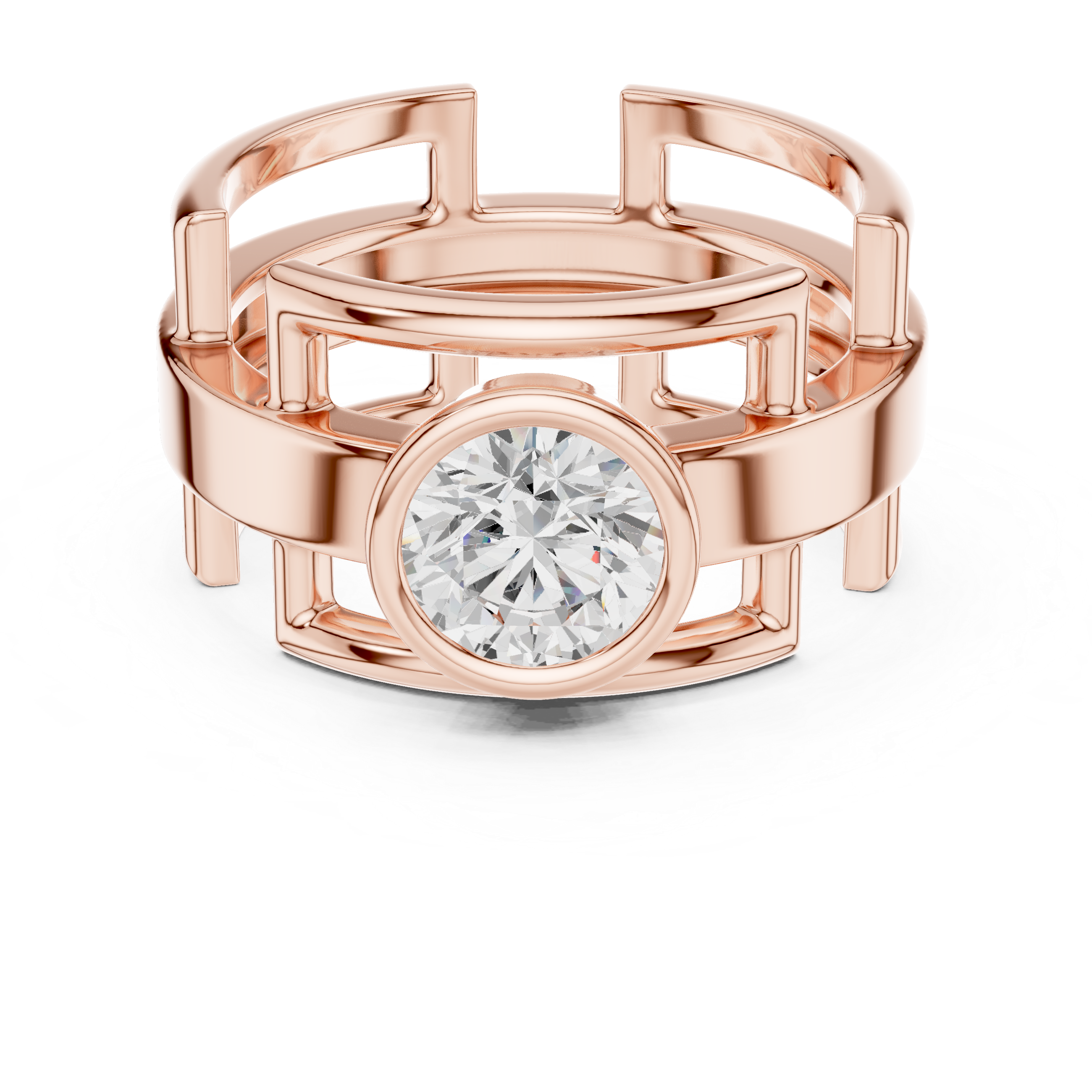 1.00 CT Bezel Set Diamond Men's Architectural Ring