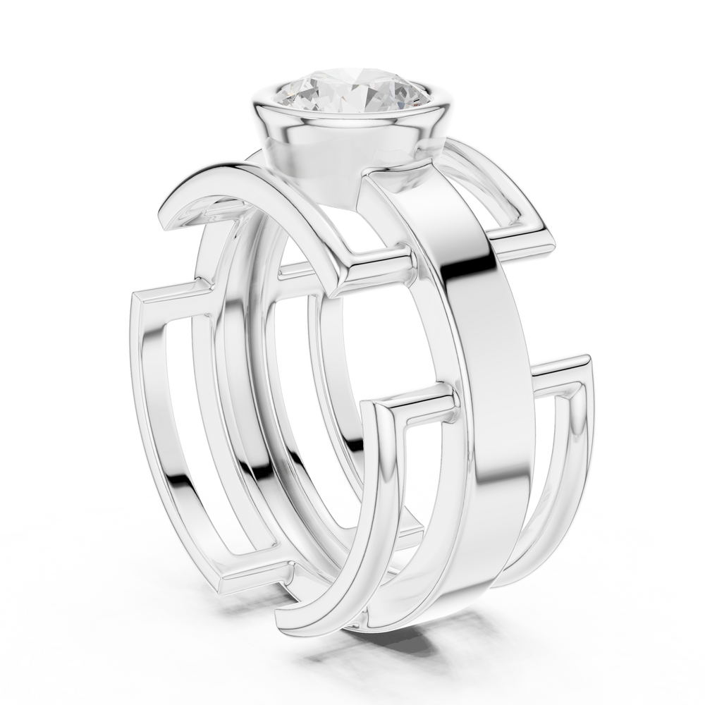 1.00 CT Bezel Set Diamond Men's Architectural Ring