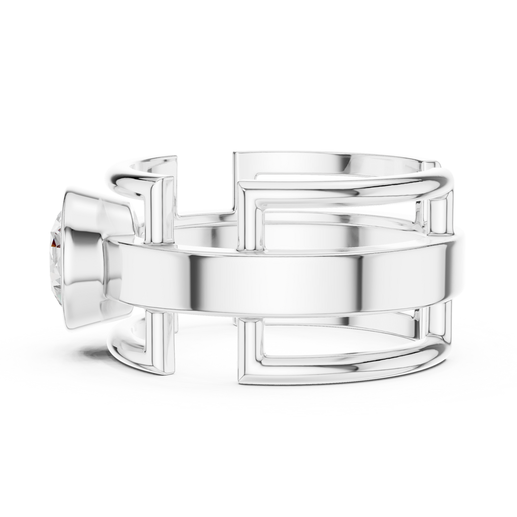 1.00 CT Bezel Set Diamond Men's Architectural Ring