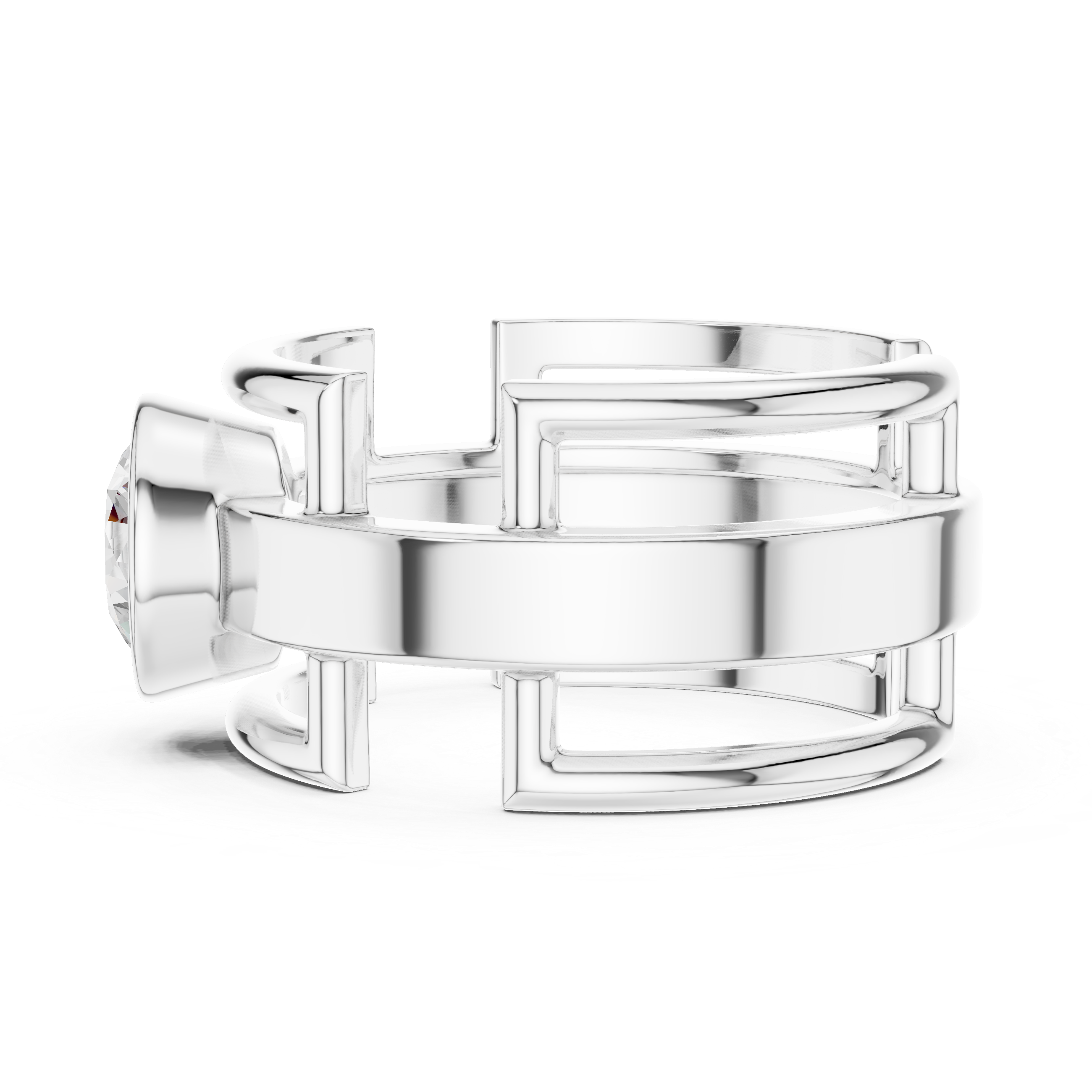 1.00 CT Bezel Set Diamond Men's Architectural Ring