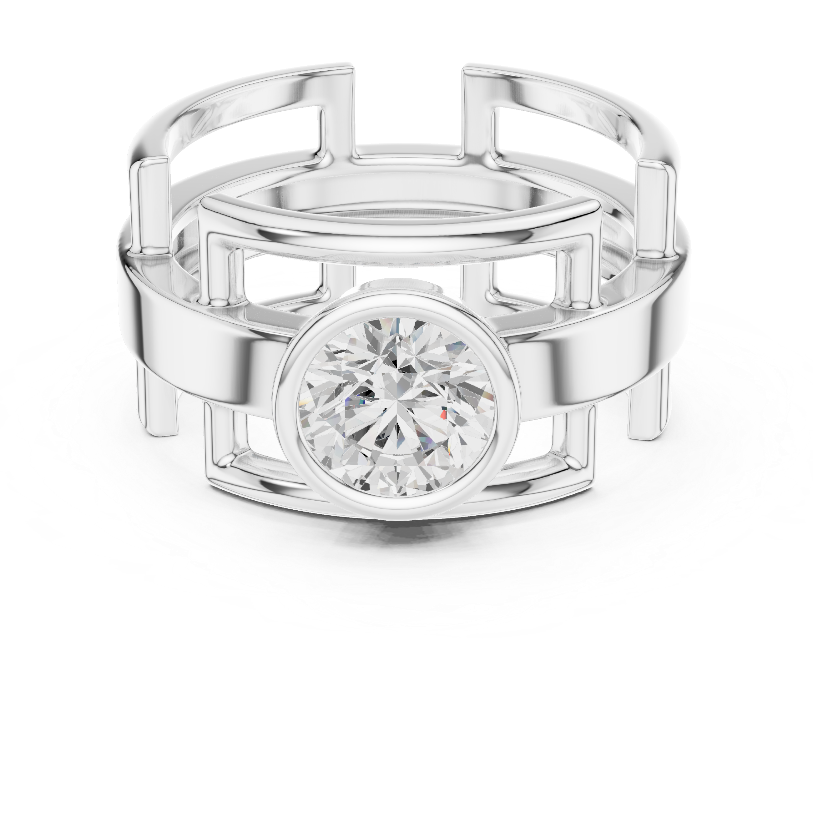 1.00 CT Bezel Set Diamond Men's Architectural Ring
