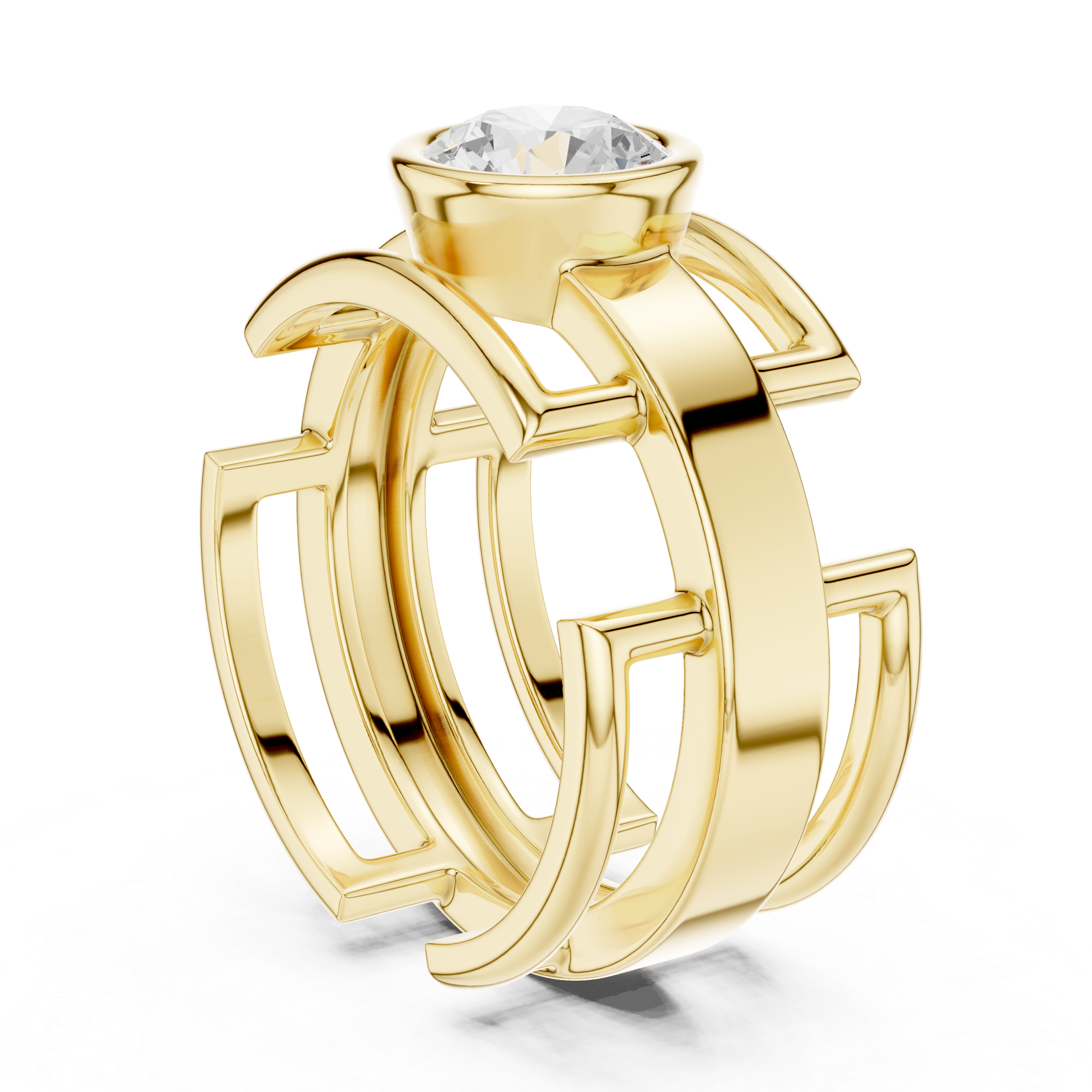 1.00 CT Bezel Set Diamond Men's Architectural Ring