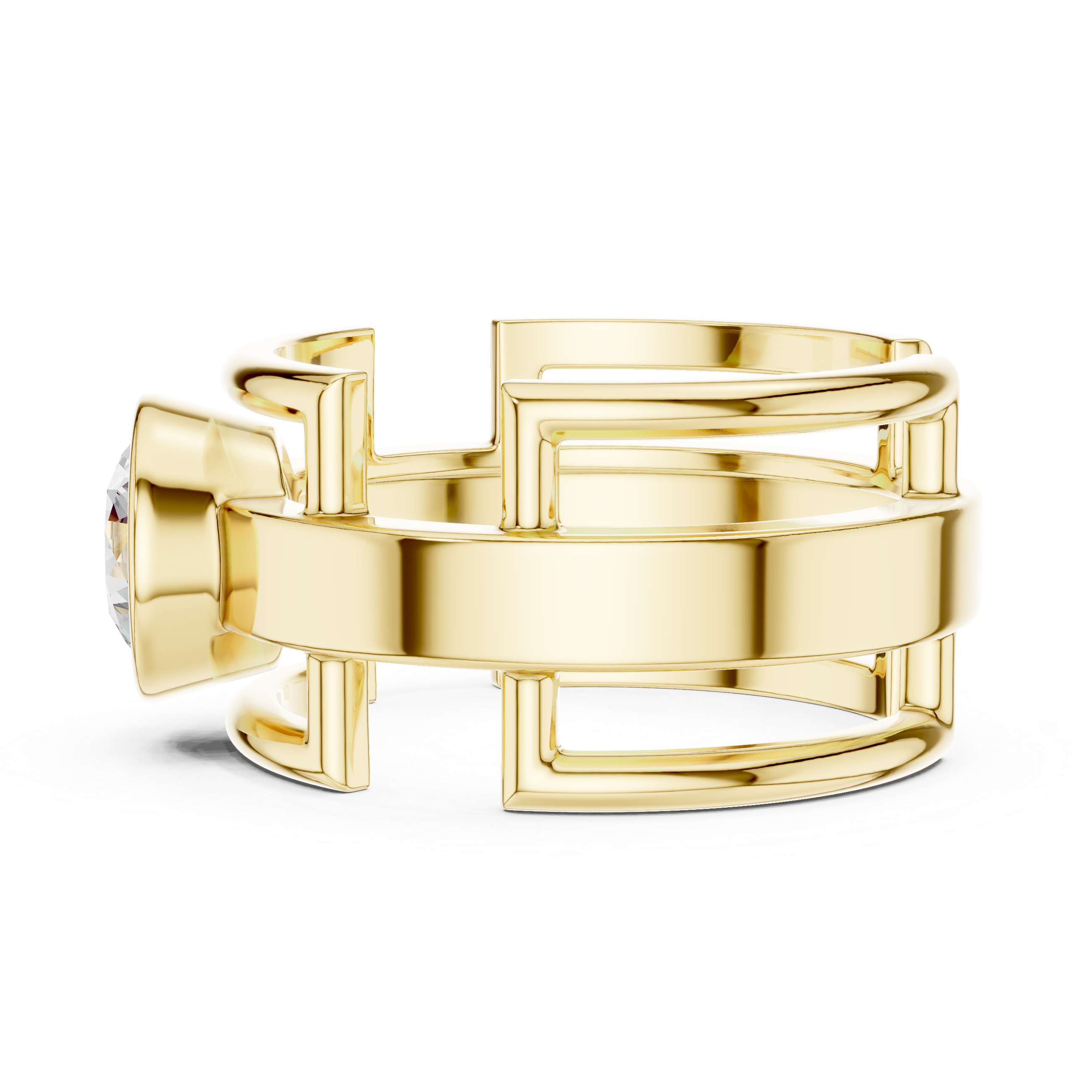 1.00 CT Bezel Set Diamond Men's Architectural Ring