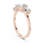 Oval & Pear Three Stone Diamond Engagement Ring