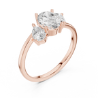 Oval & Pear Three Stone Diamond Engagement Ring