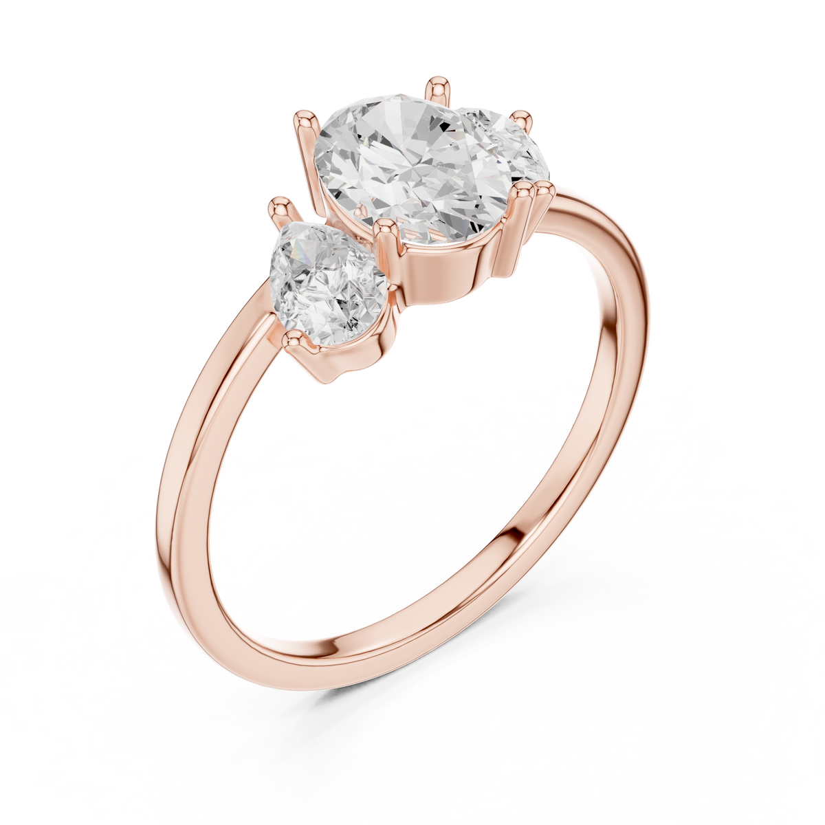 Oval & Pear Three Stone Diamond Engagement Ring – view 7 of 12, lab grown diamond ring | Jewelix Atelier