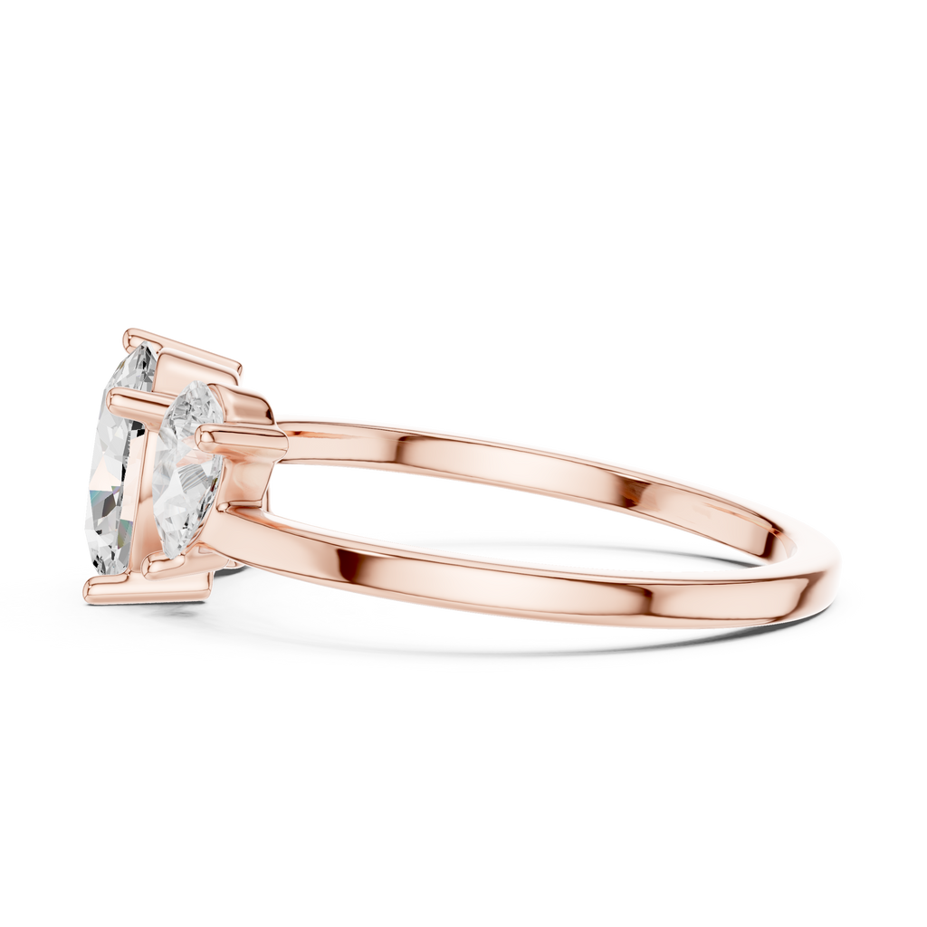 Oval & Pear Three Stone Diamond Engagement Ring
