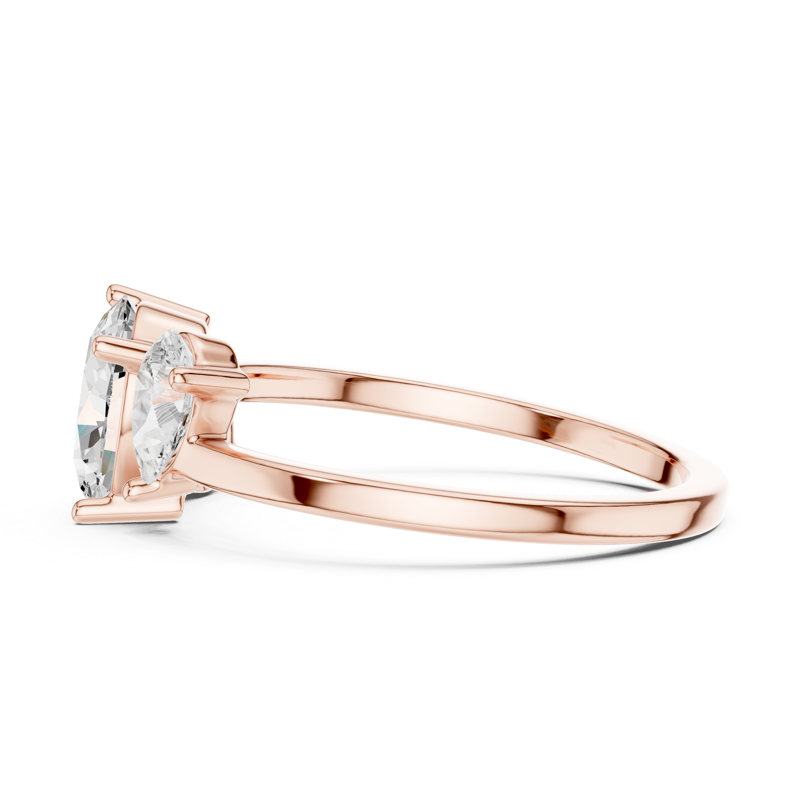 Oval & Pear Three Stone Diamond Engagement Ring