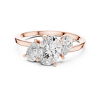 Oval & Pear Three Stone Diamond Engagement Ring