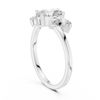Oval & Pear Three Stone Diamond Engagement Ring
