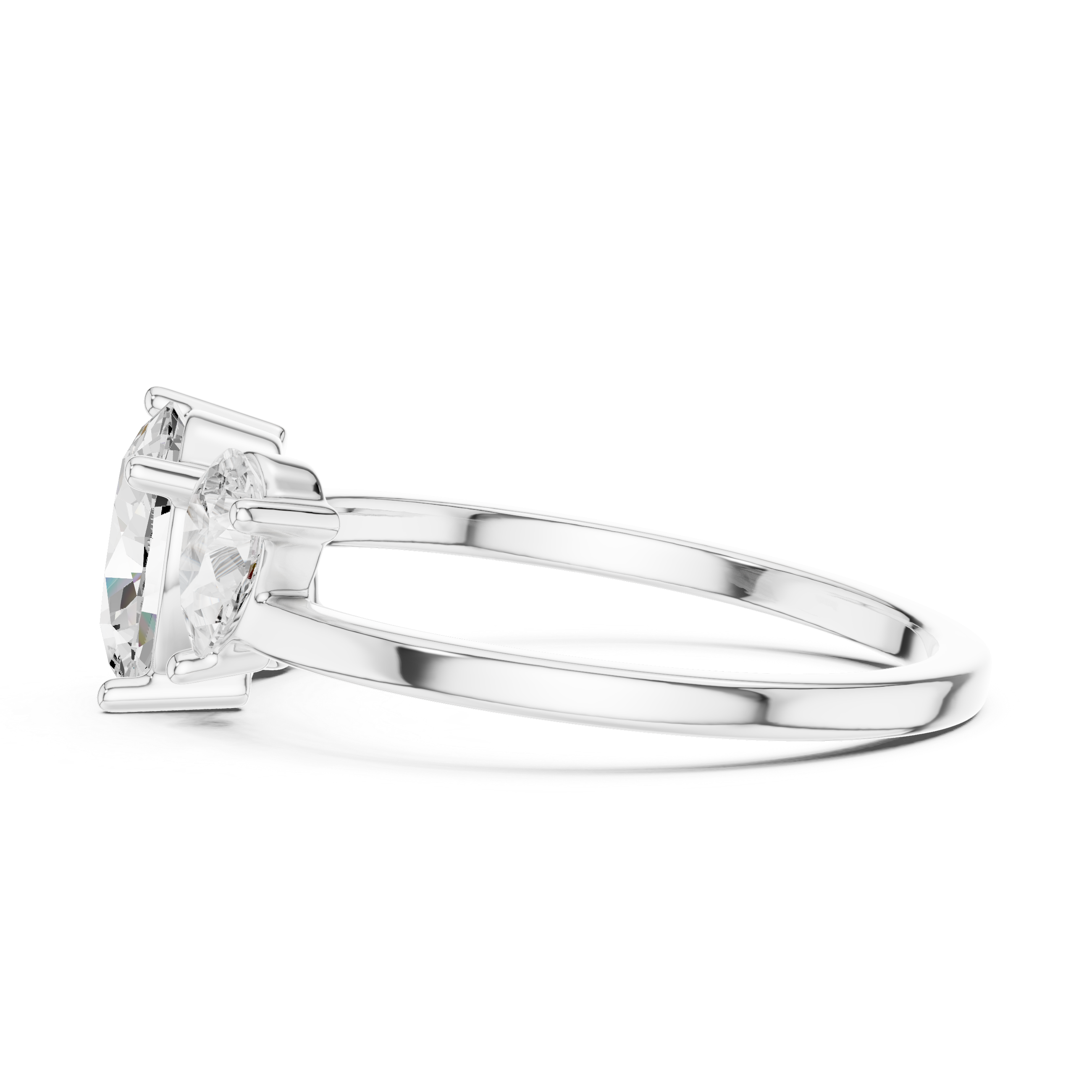 Oval & Pear Three Stone Diamond Engagement Ring