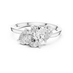 Oval & Pear Three Stone Diamond Engagement Ring