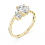 Oval & Pear Three Stone Diamond Engagement Ring