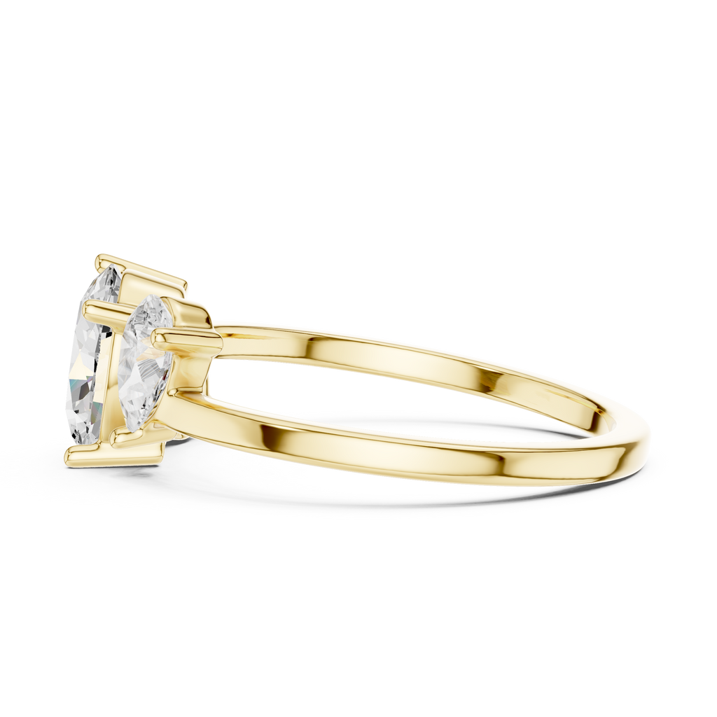 Oval & Pear Three Stone Diamond Engagement Ring