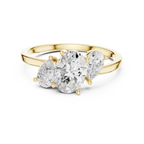 Oval & Pear Three Stone Diamond Engagement Ring