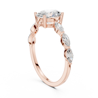 Oval Cut Diamond Ring with Marquise Side Stones