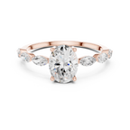 Oval Cut Diamond Ring with Marquise Side Stones