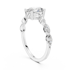 Oval Cut Diamond Ring with Marquise Side Stones