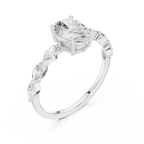 Oval Cut Diamond Ring with Marquise Side Stones