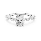 Oval Cut Diamond Ring with Marquise Side Stones