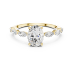 Oval Cut Diamond Ring with Marquise Side Stones