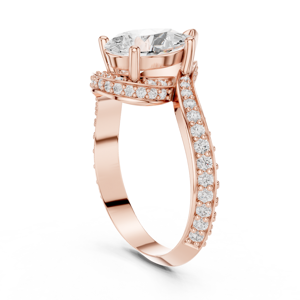 Pear Cut Diamond Halo Engagement Ring with Split Shank