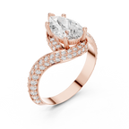 Pear Cut Diamond Halo Engagement Ring with Split Shank