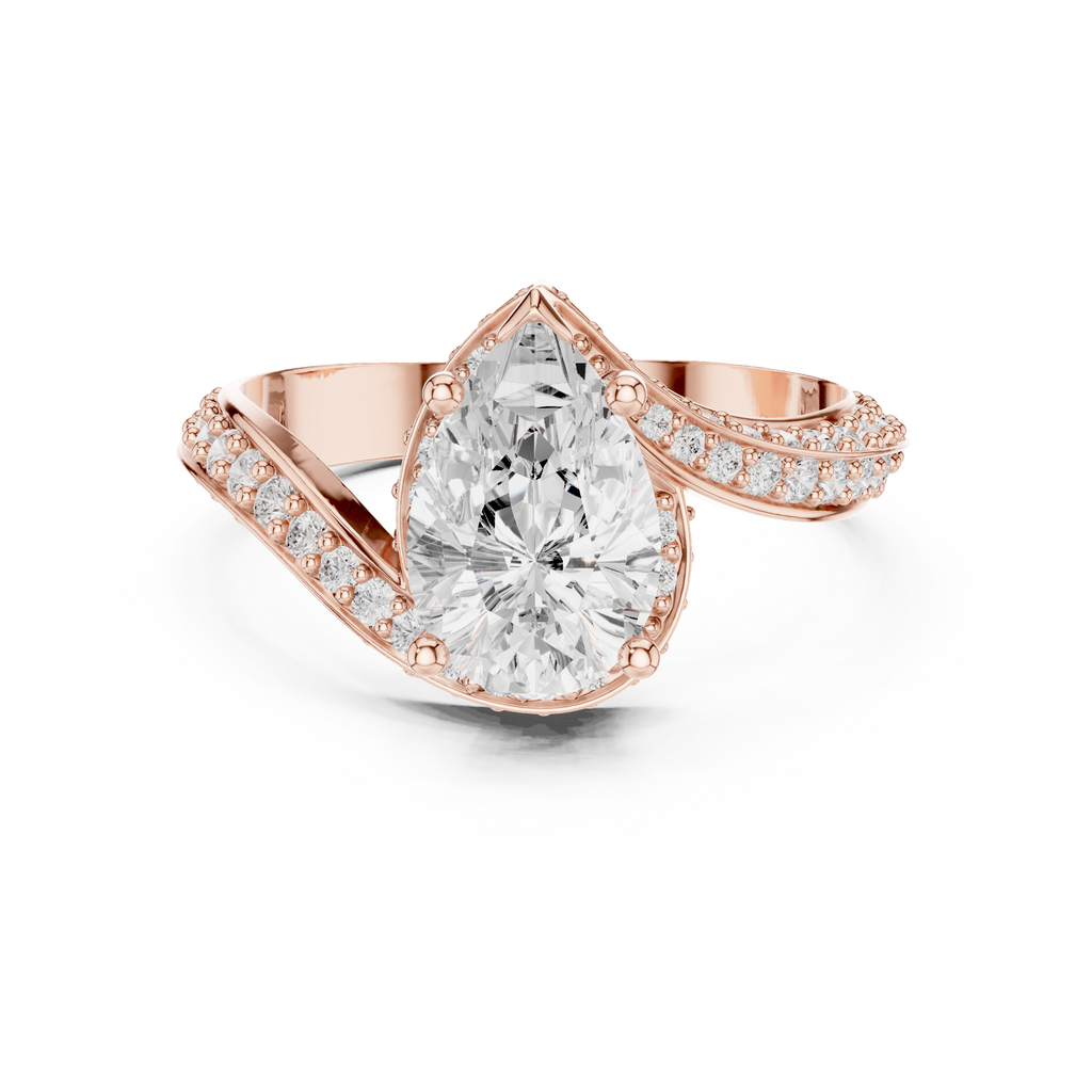 Pear Cut Diamond Halo Engagement Ring with Split Shank